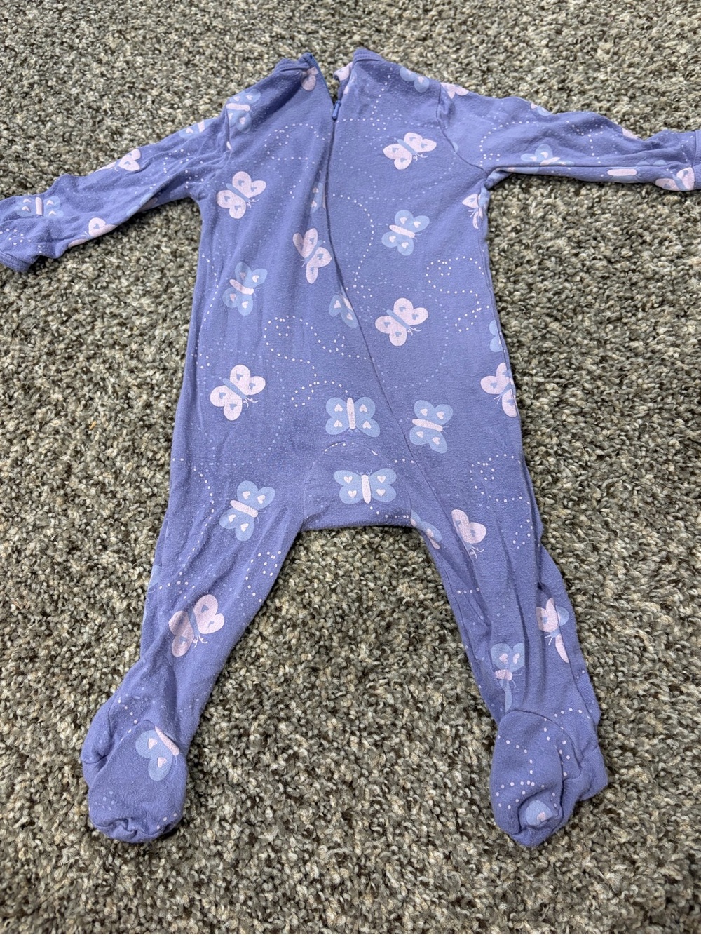 Girls' Purple Butterfly Footed One-Piece Sleeper